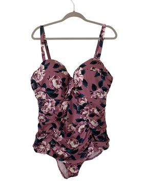 Torrid Floral One Piece Ruched Underwire Swimsuit 3R Plus Size 3X 22-24 Like New